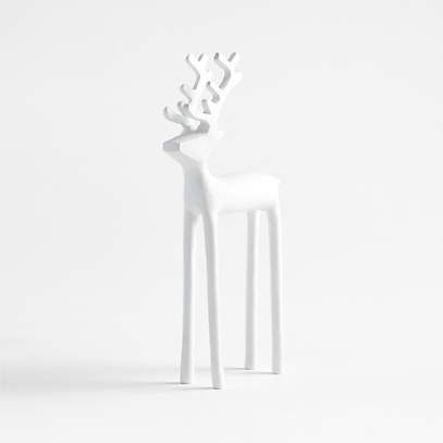 10.5" White Reindeer Decoration | Crate & Barrel
