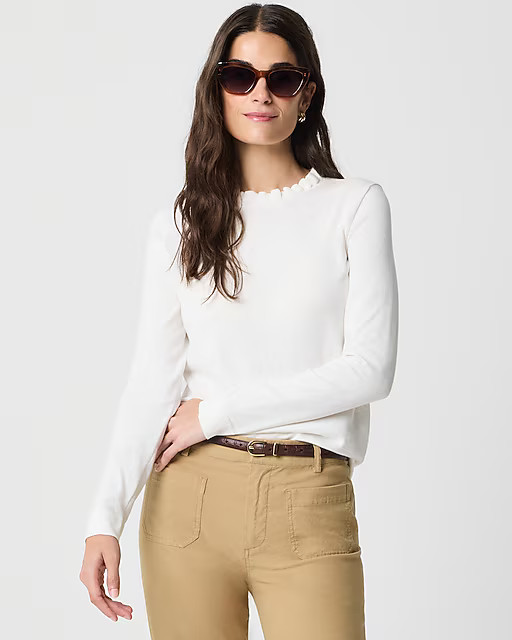 Cotton ruffleneck sweater | J.Crew Factory