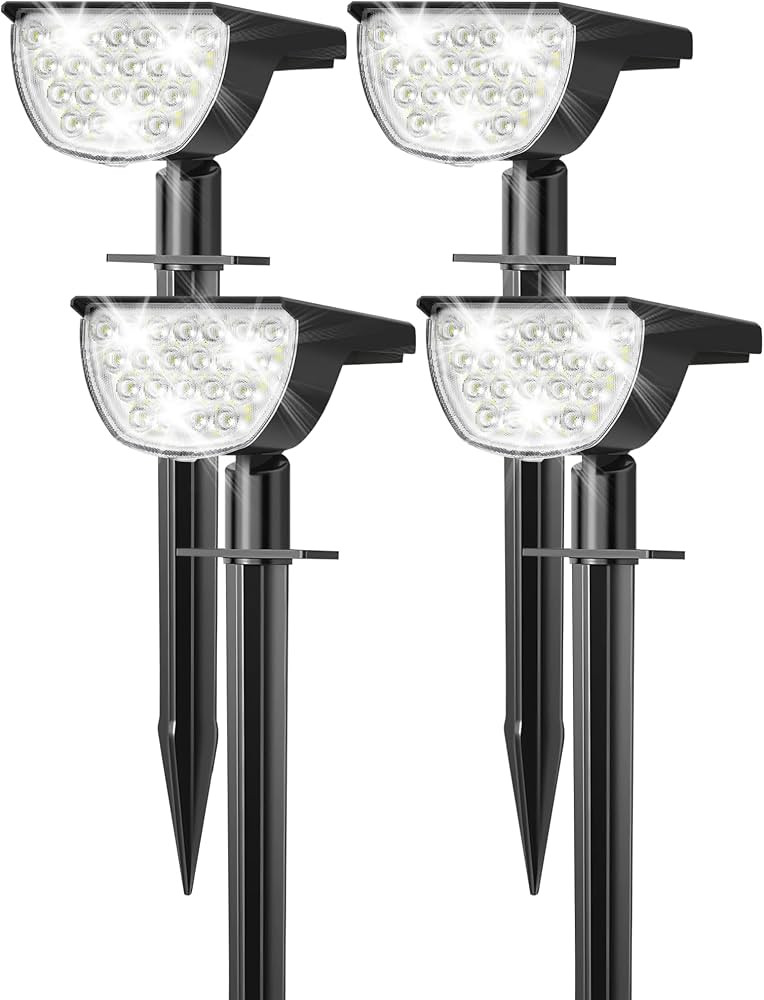 GKGG Solar Lights Outdoor Waterproof IP65, Solar Powered 76 LED 3 Lighting Modes Solar Spot Light... | Amazon (US)