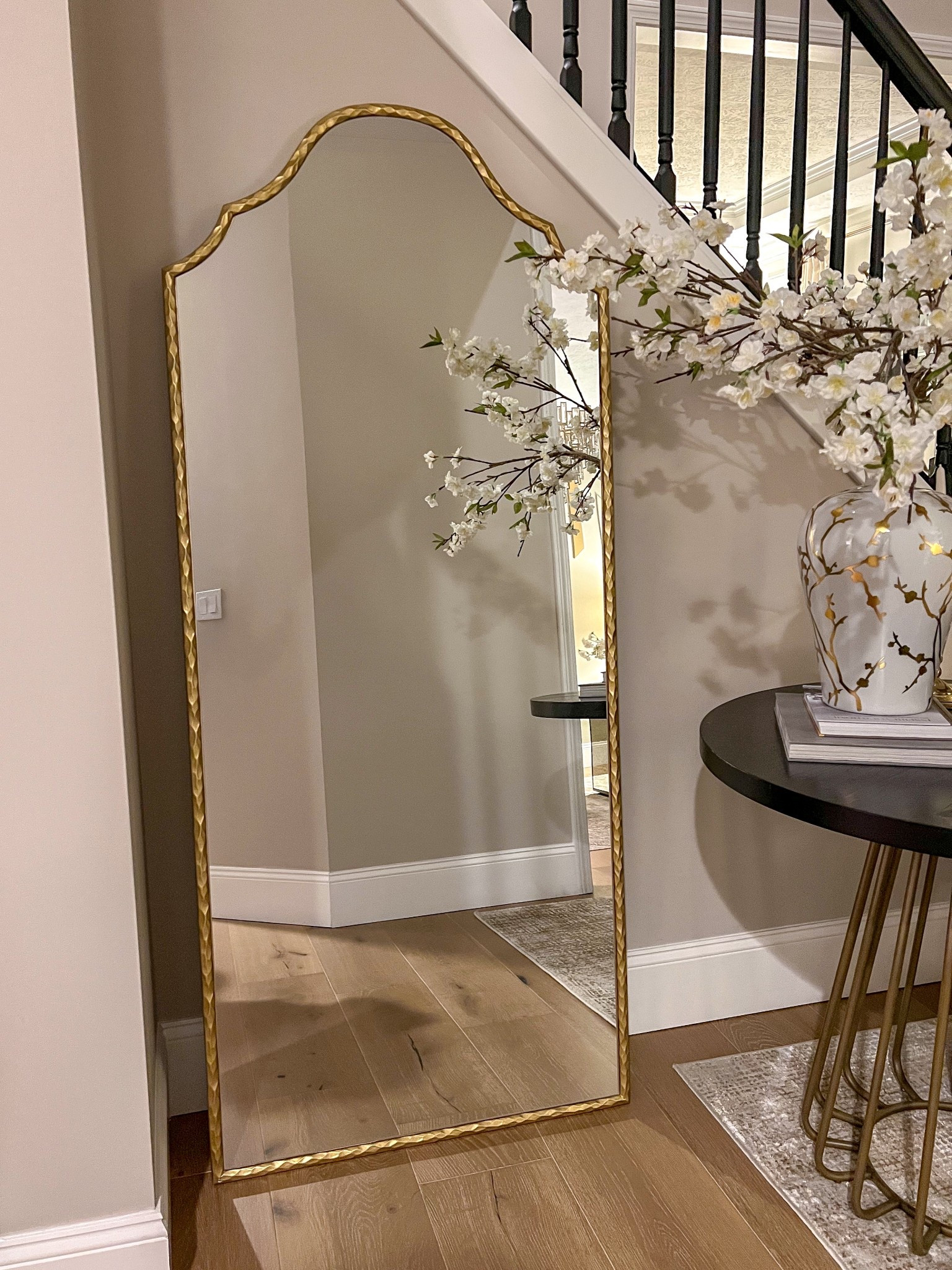 Such a beautiful leaning floor mirror! And you won’t believe the cost! An elevated look without the price tag! Love the textured hammered look on the metal frame. #LTKStyleTip 

#LTKU #LTKHome