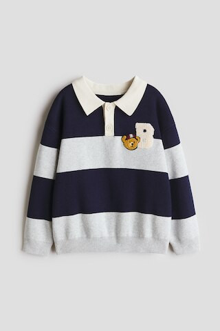 H & M - Rugby Shirt with Motif Detail - Navy Blue/Teddy Bear | H&M (US + CA)