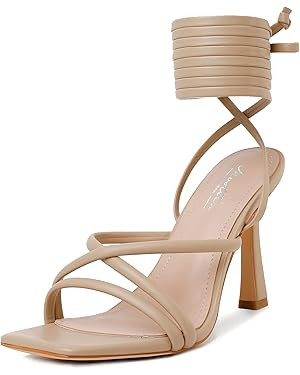 Mostrin Strappy Heels for Women Lace Up Heels Sexy Tie Up Stiletto Heeled Sandals Square Open Toe... | Amazon (US)