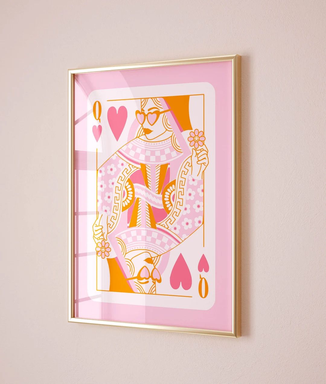 Queen of Hearts Trendy Retro Wall Art Teen Girl Room Decor Aesthetic Poster Preppy Art Print, Pre... | Etsy (US)
