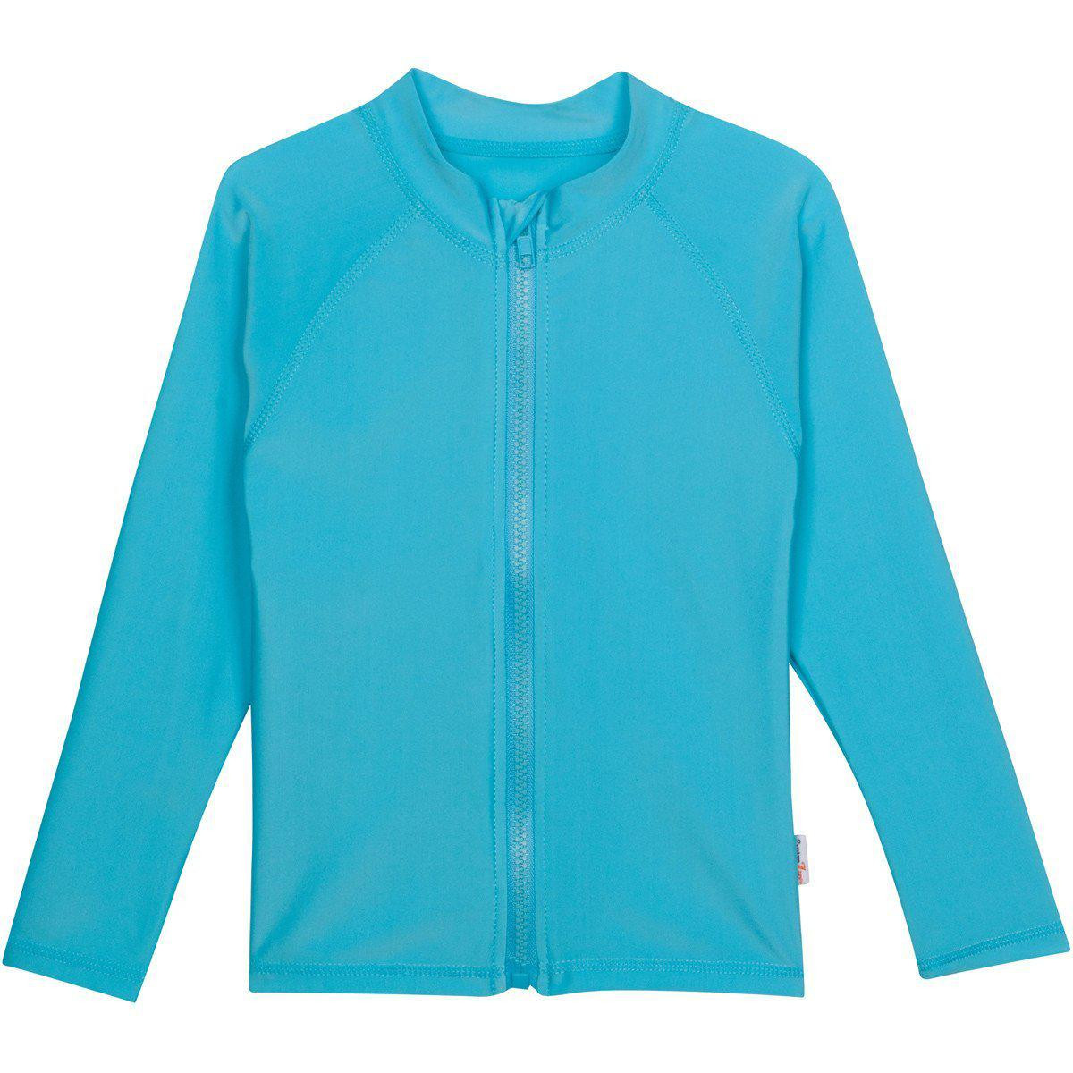 Kids Long Sleeve Rash Guard Swim Shirt - Aqua | SwimZip