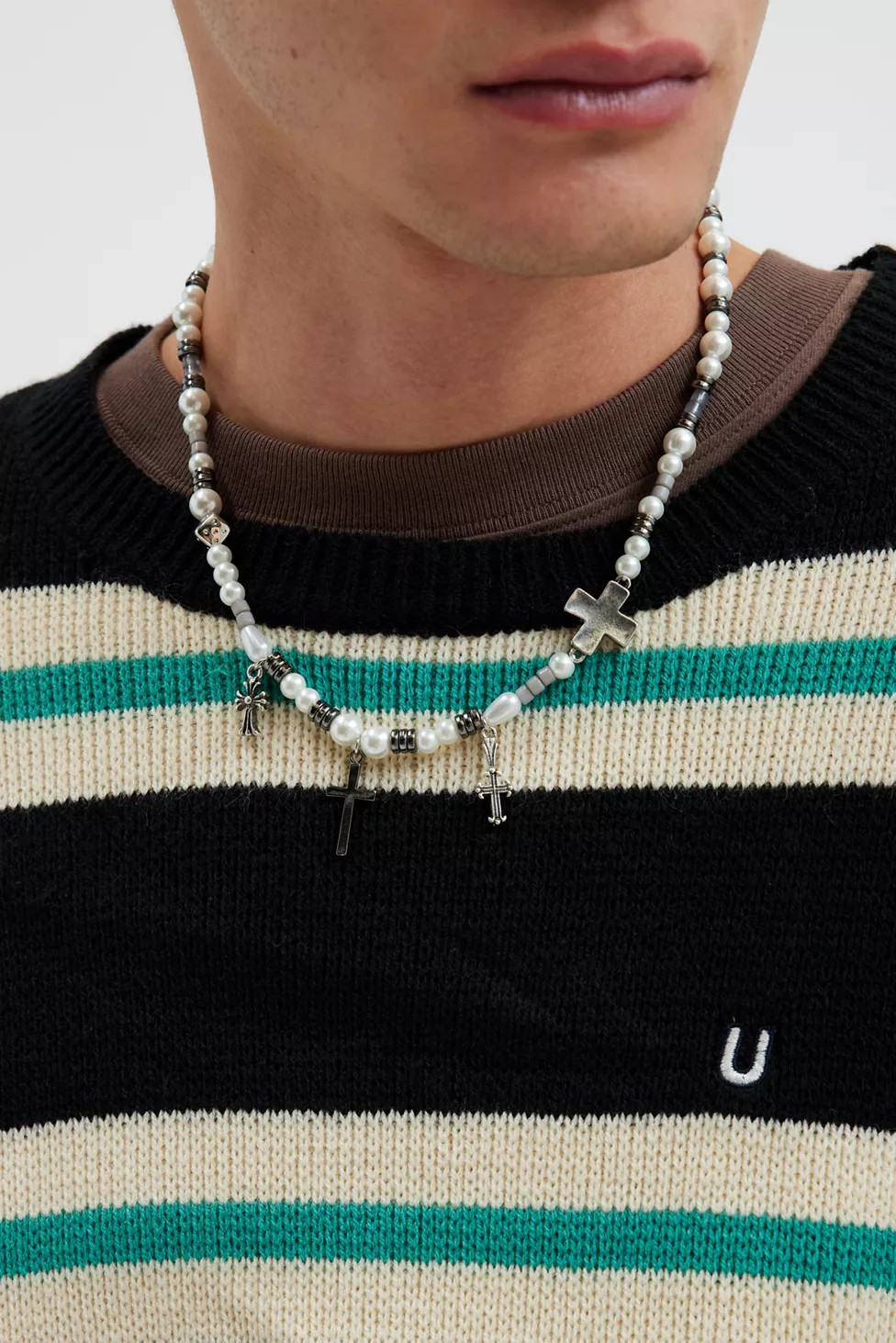 Mateo Pearl & Cross Necklace | Urban Outfitters (US and RoW)