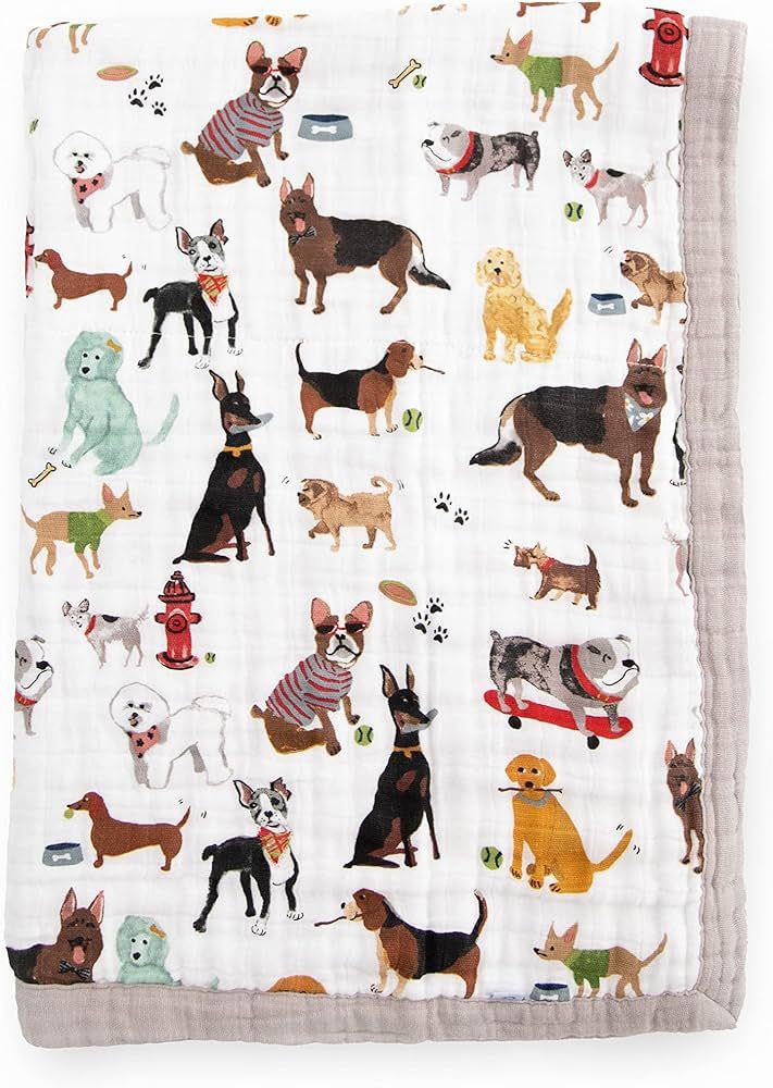 Little Unicorn Woof Cotton Muslin Quilt Receiving Blanket | 100% Cotton | Super Soft | Babies and... | Amazon (US)