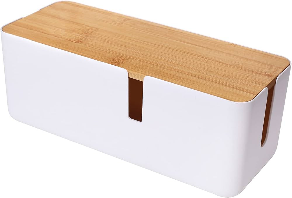 Changsuo Small Cable Management Box with Bamboo Lid for Extension Cord Power Stripe Surge Protect... | Amazon (US)