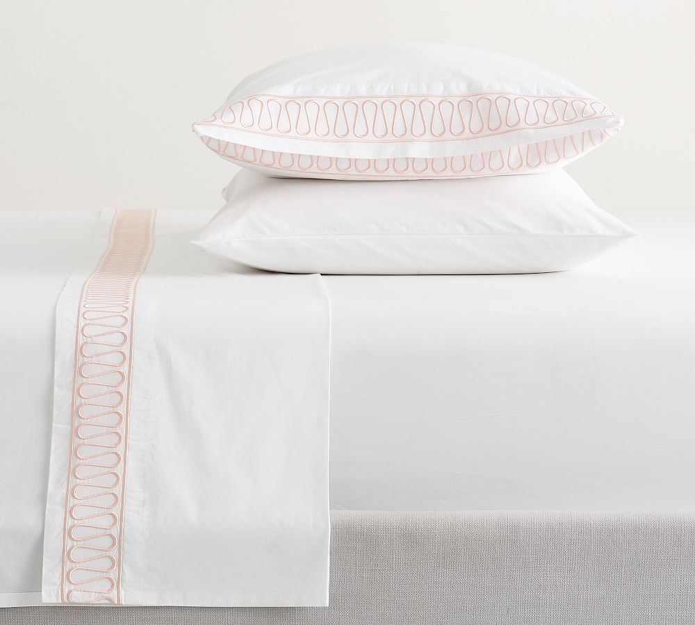 Monique Lhuillier Margaux Embroidered Organic Cotton Sheet Set | Pottery Barn (US)