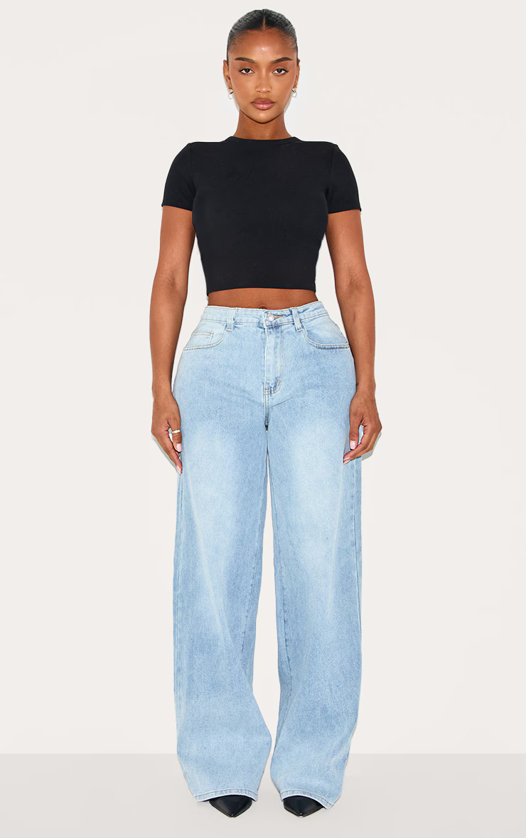 Shape Light Blue Hourglass Stretch High Waisted Straight Leg Jeans | PrettyLittleThing UK