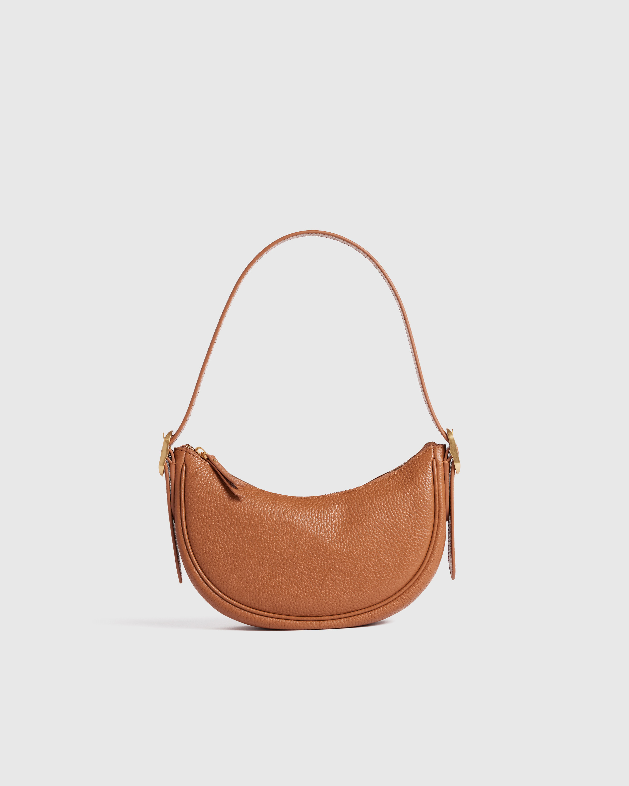 Quince | Women's Italian Leather Mini Crescent Shoulder Bag in Cognac | Quince