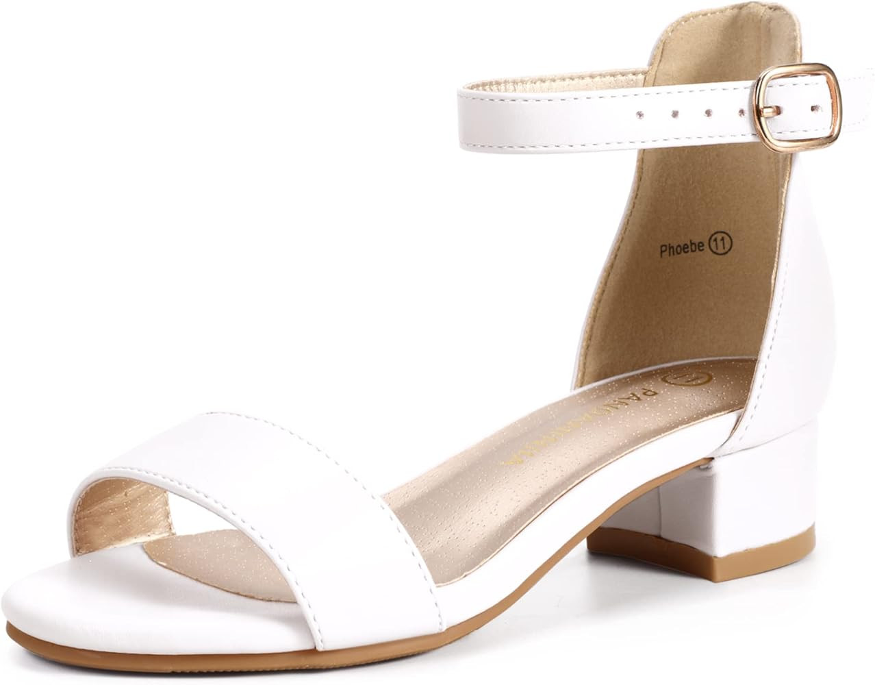 PANDANINJIA Girls Dress Shoes Toddler Kids Heels Sandals Ankle Strap Wedding Party Phoebe Flower ... | Amazon (US)