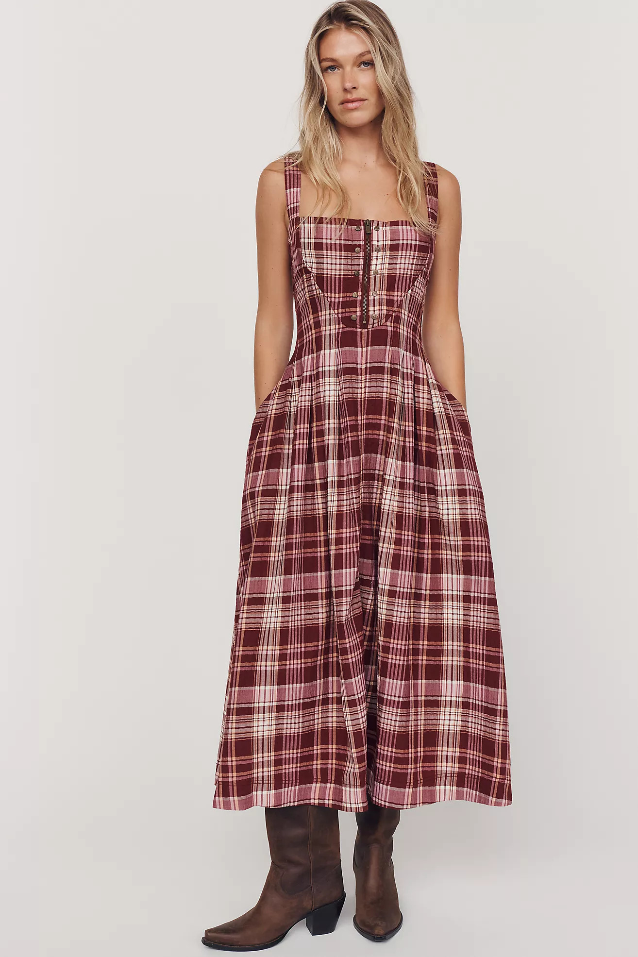 Pilcro Square-Neck Midi Dress | Anthropologie (US)