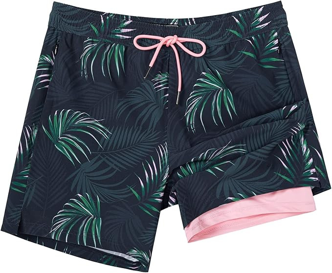 SURF CUZ Mens Swim Trunks with Compression Liner Swimming Trunks 5 Inch Bathing Suit Quick Dry Sw... | Amazon (US)