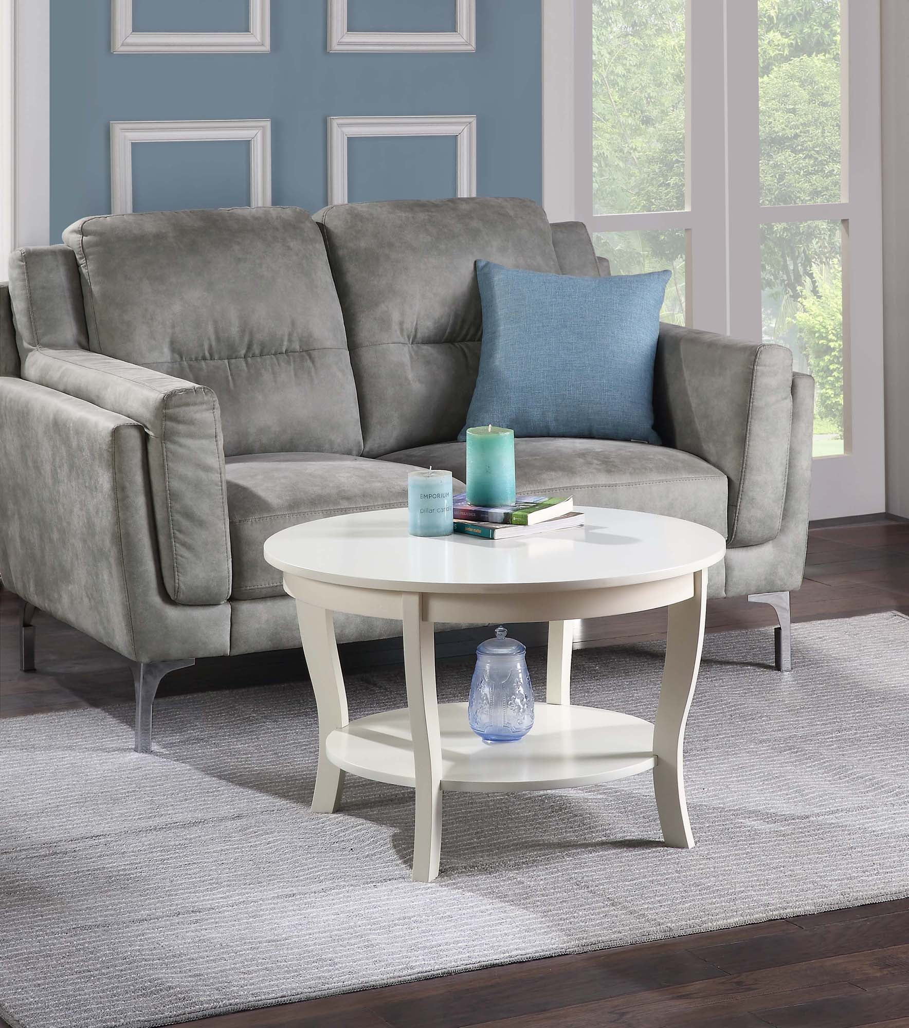 Convenience Concepts American Heritage Round Coffee Table with Shelf, White | Walmart (US)