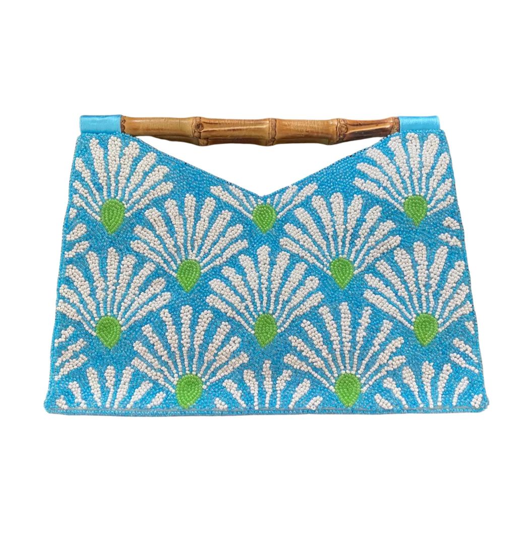 PREORDER: Bamboo Handle Clutch in Turquoise | Beth Ladd Collections
