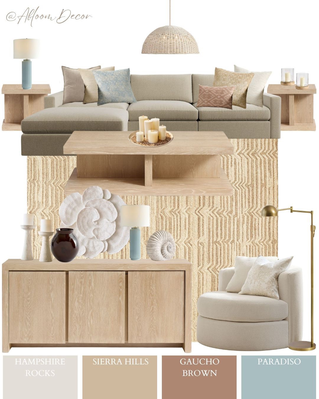 This living room mixes cozy neutrals with soft blue and blush accents for a fresh, breezy vibe that feels calm and welcoming.

#LTKHome