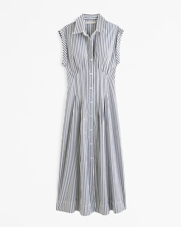 Short-Sleeve Midi Shirt Dress | Abercrombie & Fitch (US)