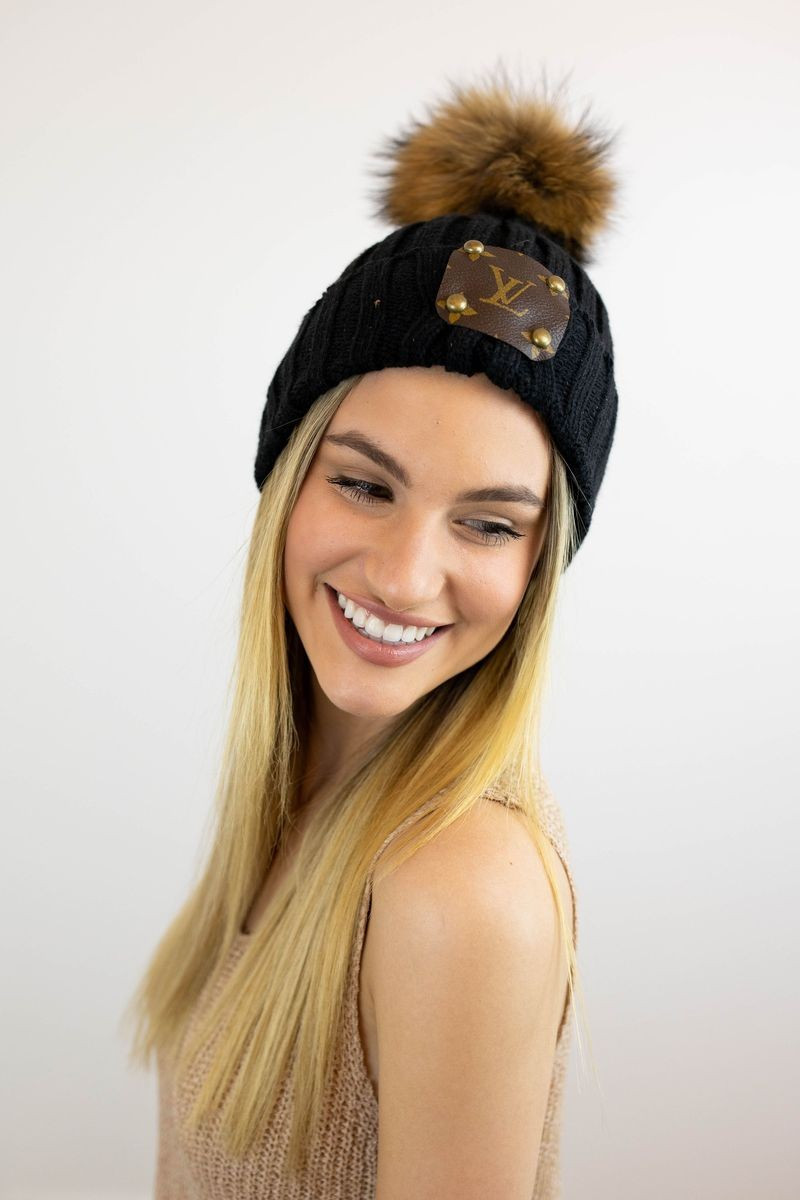 Black Beanie with LV logo | Vintage Boho
