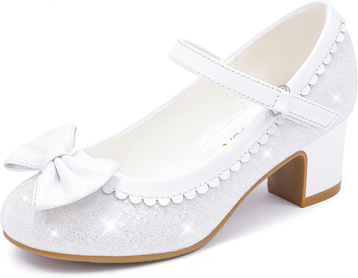 Princess Shoes High Heel Toddler Girls Dress Shoes Cute Bowknot Sparkle Mary Jane Flower Girls We... | Amazon (US)
