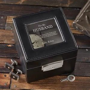 To My Husband Personalized Leather Watch Box - 2 Slot | Personalization Mall