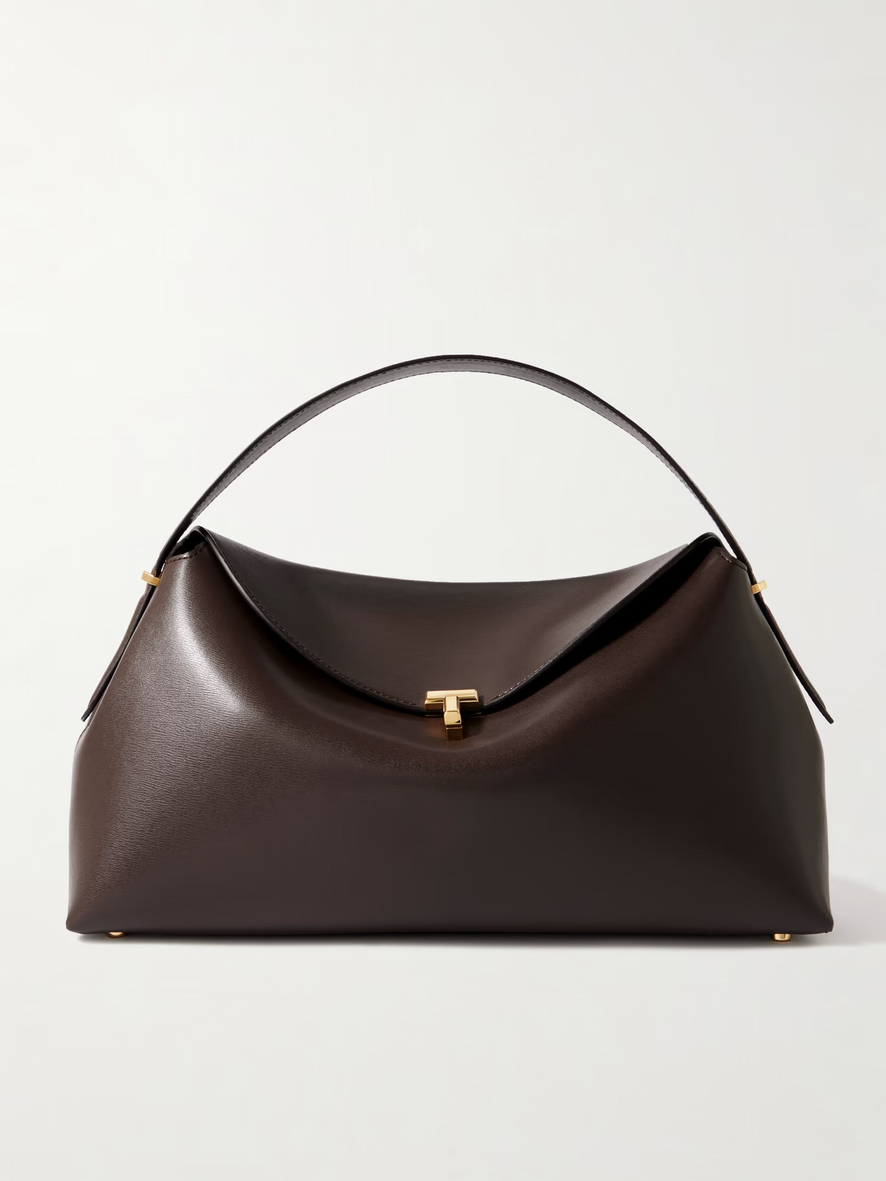 TOTEME - T-lock Leather Shoulder Bag - Dark brown | NET-A-PORTER (UK & EU)