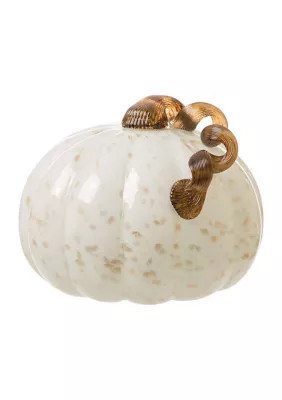 Glitzhome Golden/White Glass Pumpkin, White | Belk