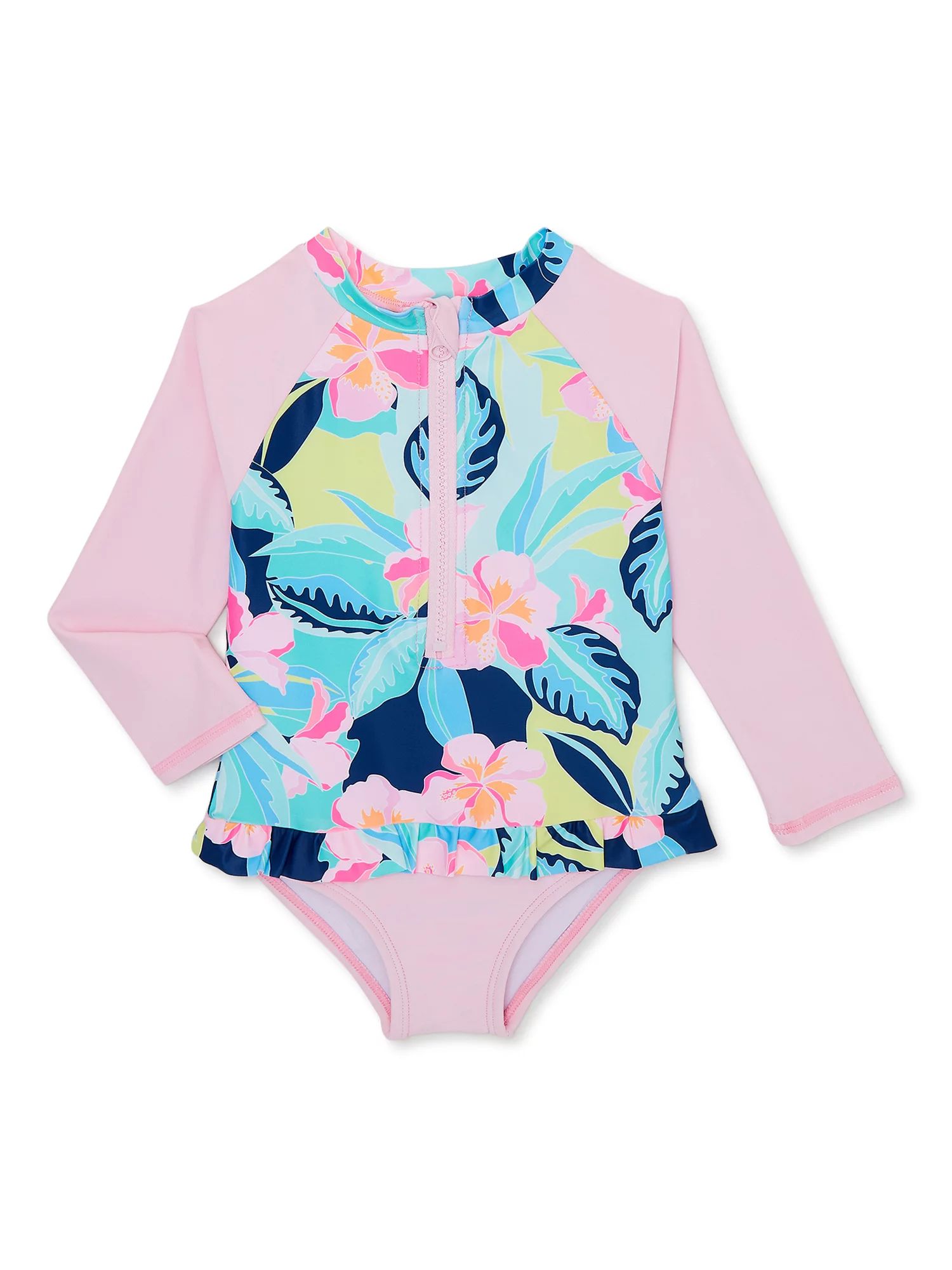 Shelloha Toddler Girl Long Sleeve One-Piece Swimsuit with UPF 50+, Sizes 12M-5T | Walmart (US)