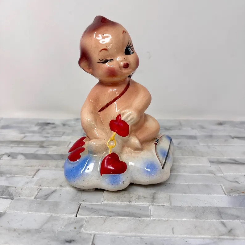 Cupid Cherub Baby Valentine Figurine 5 1/2, Vintage Cute Angel Cherub With Bow and Arrow Decorati... | Etsy (US)