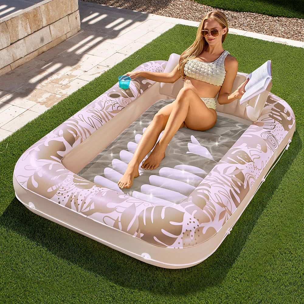 Sloosh Inflatable Tanning Pool Lounge Float, Sun Tan Tub Adult Pool Floats Raft for Pool Sunbathi... | Amazon (US)