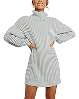 Prinbara Women Turtleneck Long Lantern Sleeve Casual Loose Oversized Sweater Dress Soft Winter Pu... | Amazon (US)