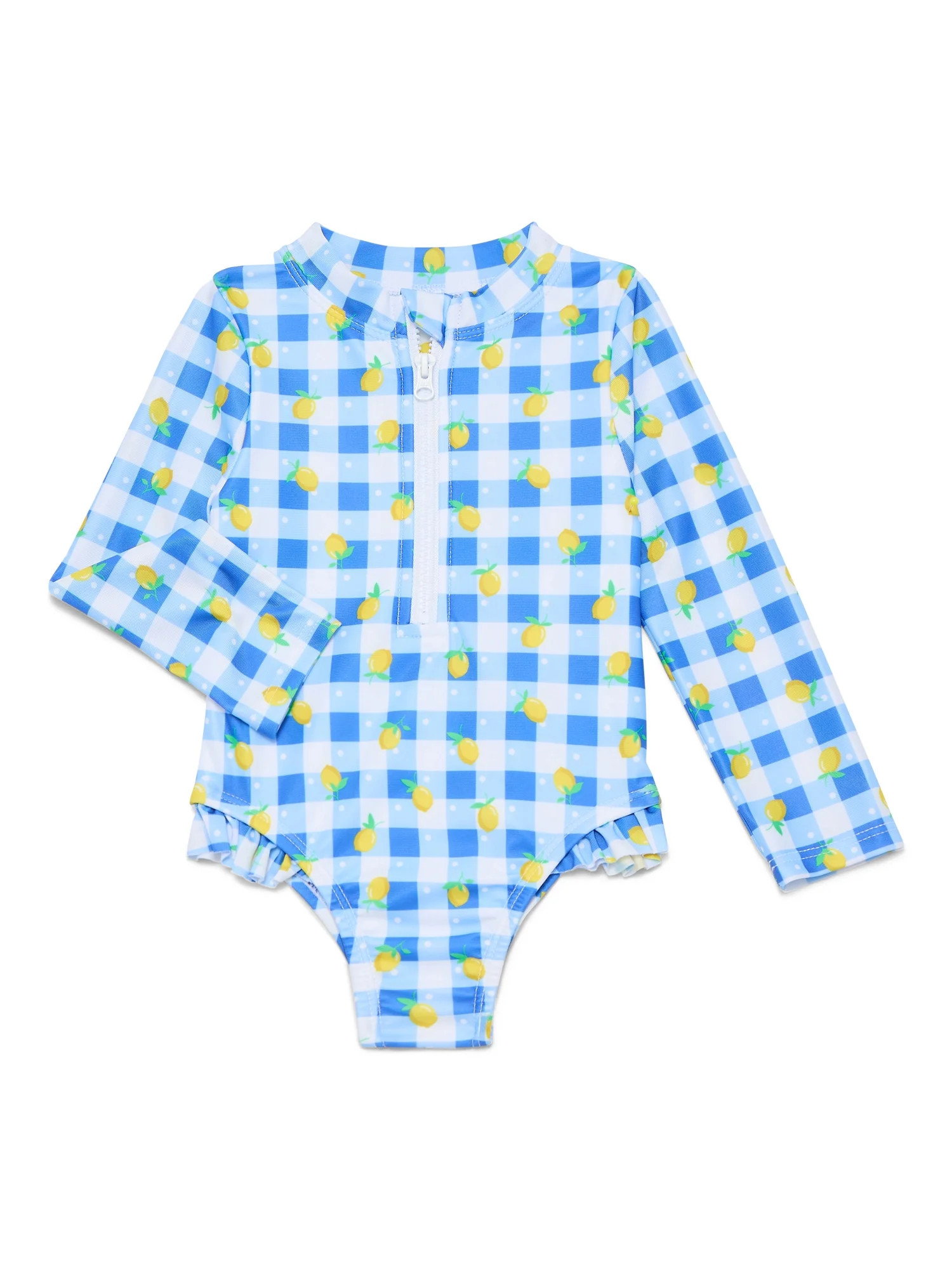 Wonder Nation Toddler Girl Long- Sleeve Zip Rash Guard Swimsuit, Sizes 12M-5T | Walmart (US)