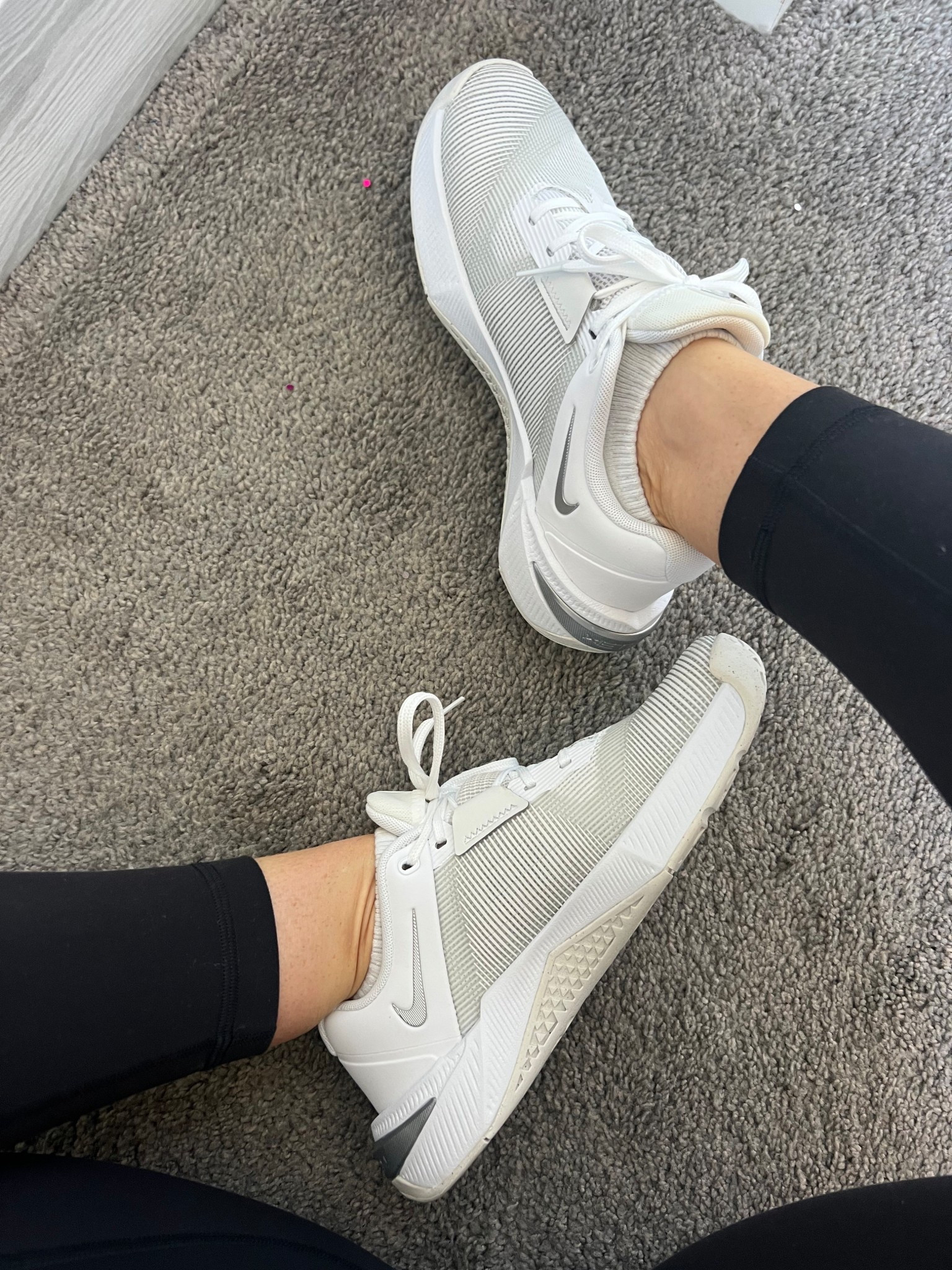 These training shoes are so stable! For all my strength and core training days I was looking for a flat bottomed shoe that would help my stability. I’ve sprained ankles using running shoes for training - not a great idea! 
These Nikes are designed for training days and I love them for HIIT, dumbbell and Pilates workouts. True to size - I always get a 1/2 size up in workout shoes to accommodate socks that are thick enough. Check these out if you’re looking for a great new pair of workout shoes  

#LTKfitnessgoals #LTKActive #LTKShoeCrush