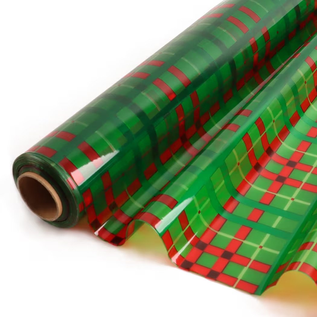 CMFYHM Christmas Cellophane Wrap Roll (34" x 100’Ft) 3 Mil Thicken Long Film Gift Wrappings for Baskets, Box,Wine, Christmas Decor | Amazon (US)