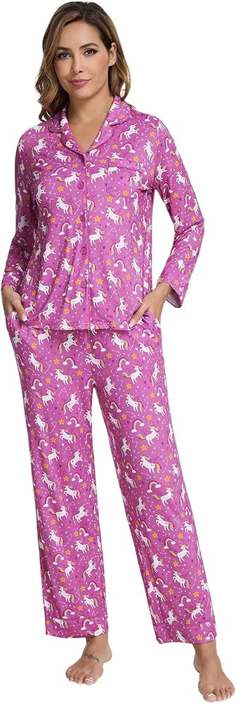 DREAMHALO Viscose from Bamboo Pajamas Set for Women Soft Button Down Sleepwear Pj Lightweight Lou... | Amazon (US)