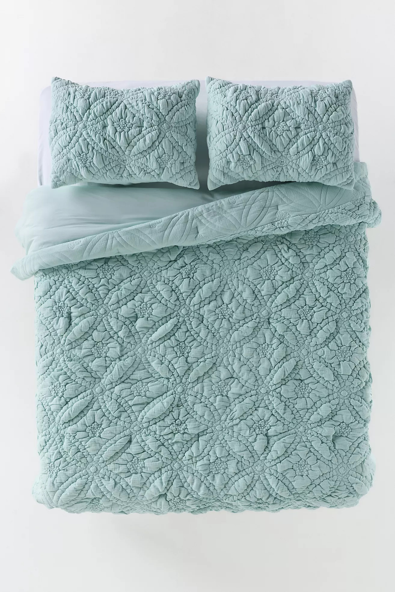 Everly Cotton Floral Manipulated Quilt | Anthropologie (US)