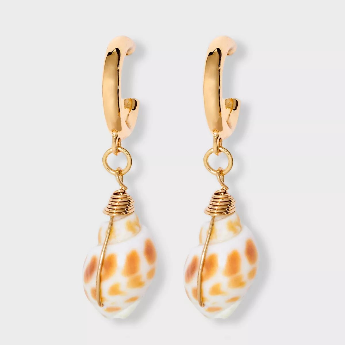 Shell Drop Hoop Earrings - A New Day™ Brown/Gold | Target
