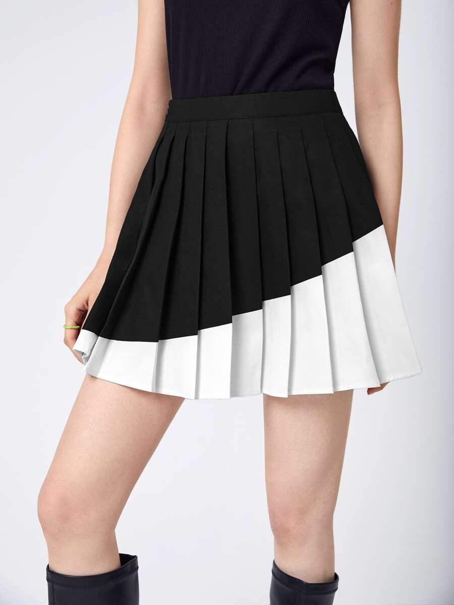 SHEIN X CLOSET EXCLUSIVES Two Tone Pleated Skirt
   SKU: sw2205302093779474      
          (6 Re... | SHEIN