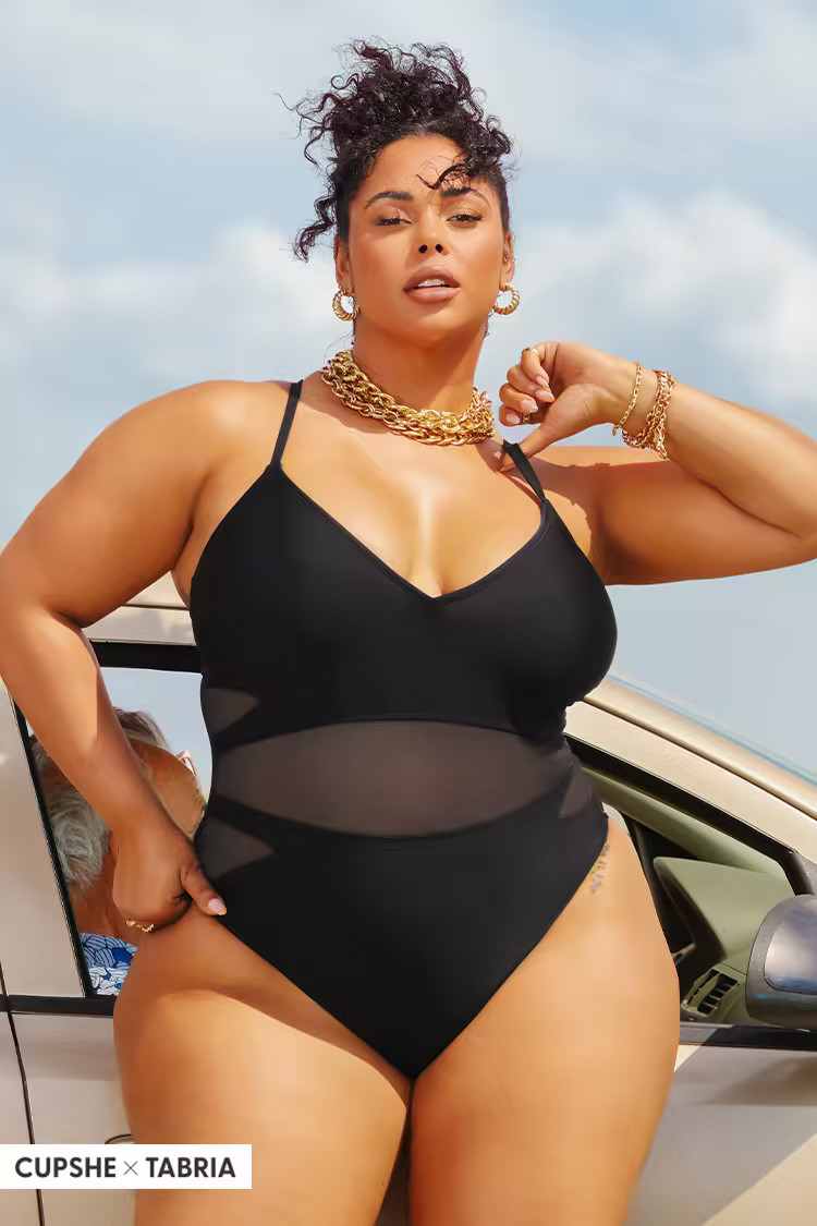 Love Los Angeles Mesh Tie-Back Plus Size One Piece Swimsuit | Cupshe US