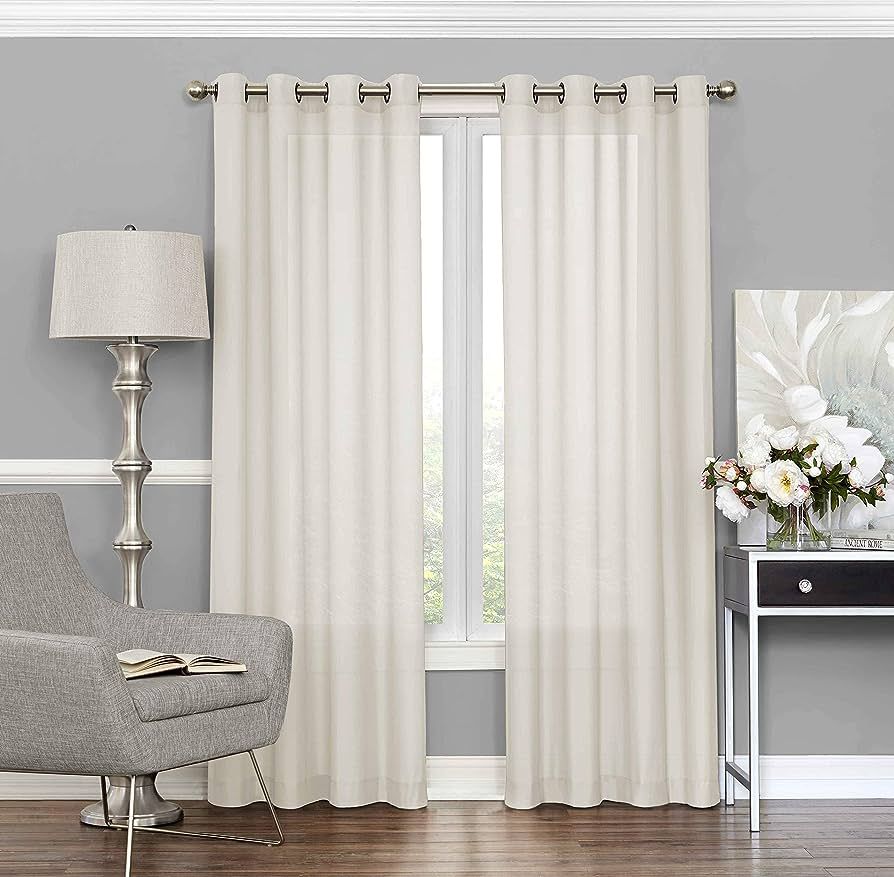 ECLIPSE Liberty Sheer Light Filtering Grommet Top Curtains for Living Room and Bedroom, Single Pa... | Amazon (US)
