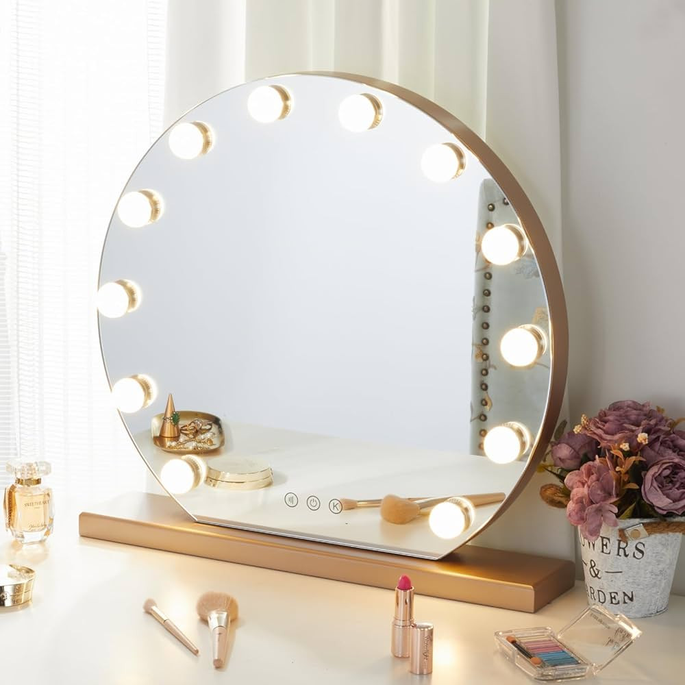 YOKUKINA Vanity Mirror with Lights, 20" LED Hollywood Lighted Makeup Mirror with 12 Light Bulbs, ... | Amazon (US)