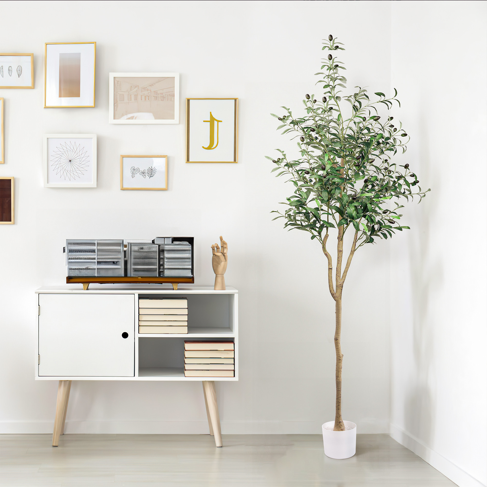 Artificial Olive Tree with Natural Wood Trunk and Lifelike Fruits, 6ft Fake Potted Tree for Home ... | Walmart (US)