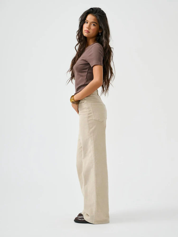ONLY Cream High Waist Wide Leg Corduroy Trousers | Next EU