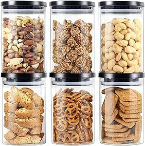 EcoEvo Glass Jars with Black lids, Glass Food Storage Containers with Stackable Lids, Glass Food ... | Amazon (US)