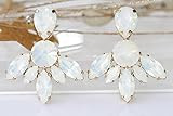 Rebeka jewelry ,Bridal Earrings, Cluster Studs, Swarovski Opal Earrings, Statement Wedding Earrings, | Amazon (US)