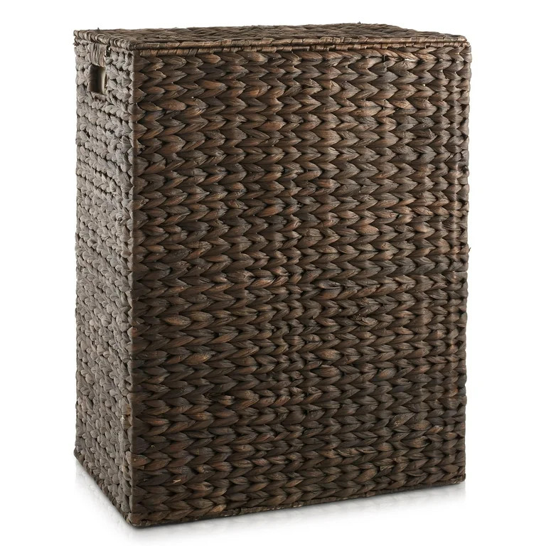 Casafield Large Laundry Hamper with Lid and Removable Liner Bag - Espresso Dark Brown, Woven Wate... | Walmart (US)