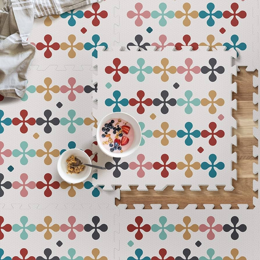 Foam Baby Play Mat, PIGLOG 72”x 48” Baby Crawling Mat, Floor Mats for Kids for Baby with Interlocking Floor Tiles, Toddler Play Mat for Indoor and Outdoor, Easy to Clean Playroom Floor Mat, Blossom | Amazon (US)