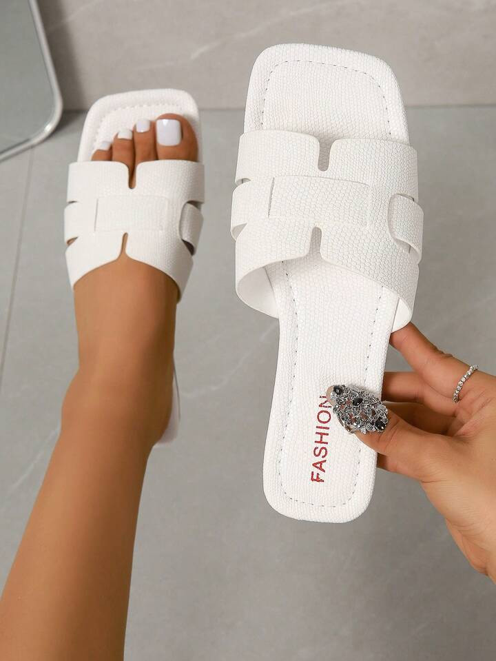Women's Summer Snake Print Flat Sandals, Hollowed Out Slippers | SHEIN