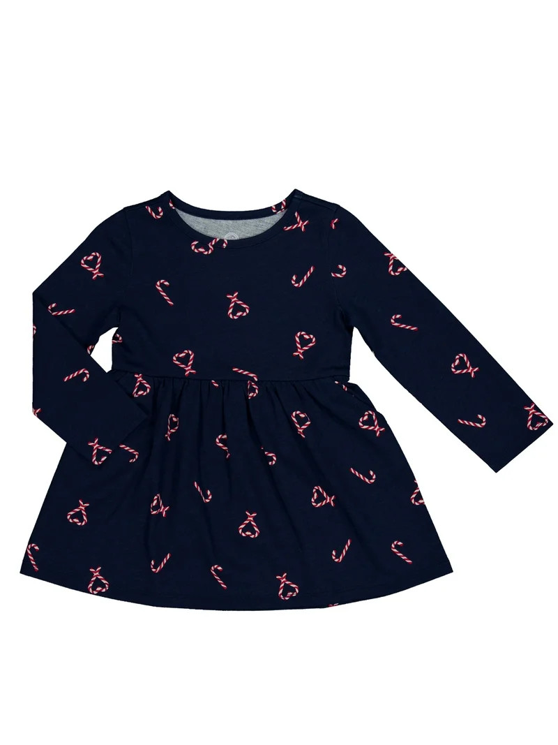 Wonder Nation Toddler Girls Long Sleeve Play Dress, Sizes 12M-5T | Walmart (US)