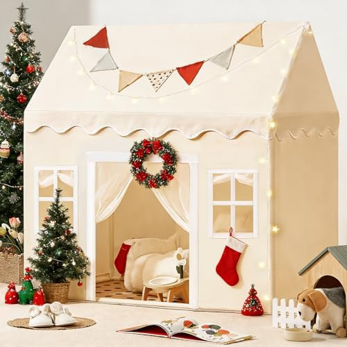 Tiny Land Play Tent with Padded Mat & LED Lights, Kids Tent, Playhouse for Kids, Indoor Bed Tent ... | Amazon (US)