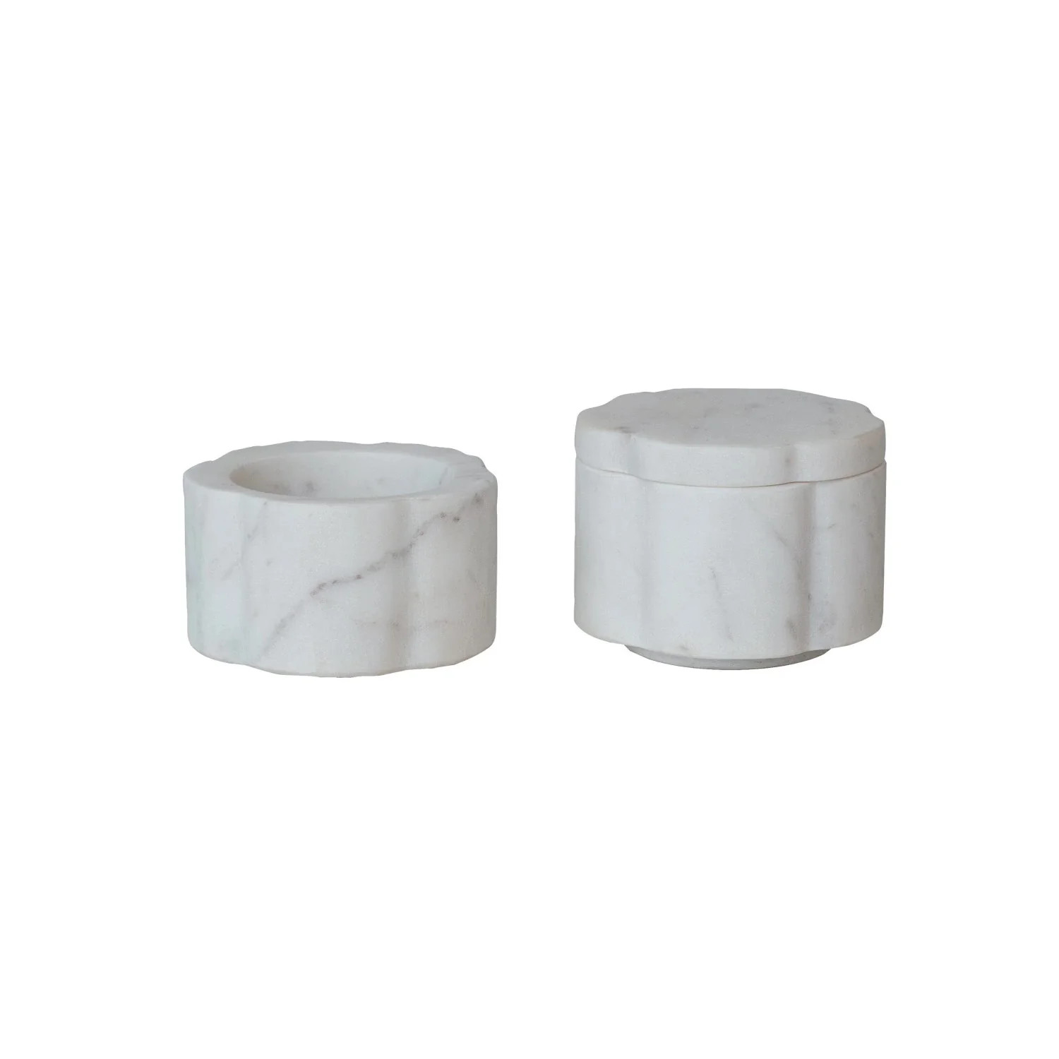 Marble Pinch Pots, Scalloped, Set of 2 (Stackable) | Pepper + Vetiver